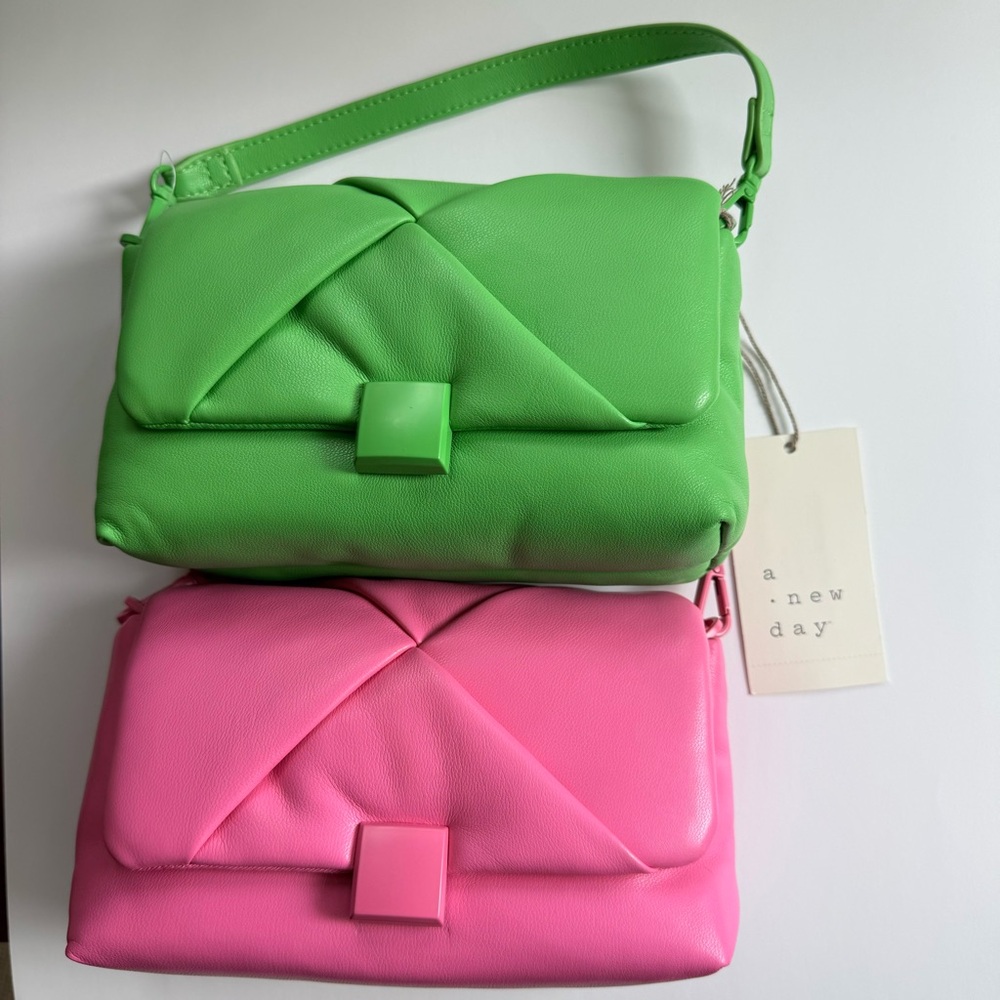 NWT Mini Flap Satchel Handbag - A New Day / Target- set  pink and green